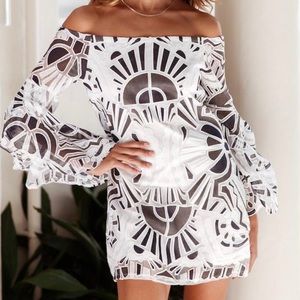 Hello Molly off the shoulder mosaic dress